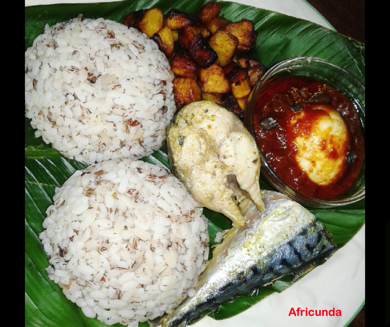 Coconut/Ofada Rice with a choice of Fish or Meat