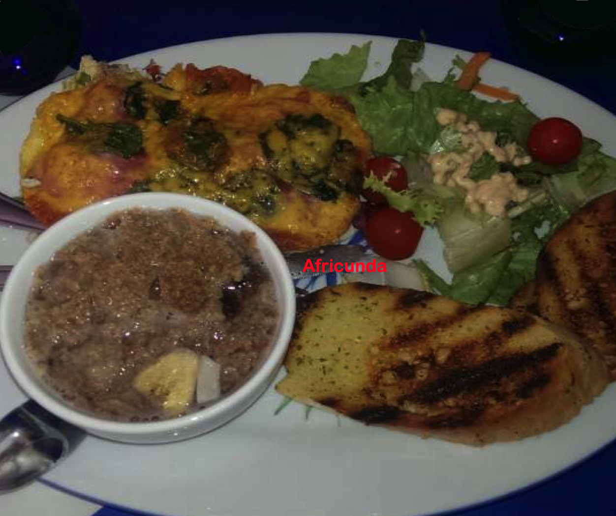 Healthy Oatmeal, Grilled Egg Moi Moi & Garlic Bread to match.