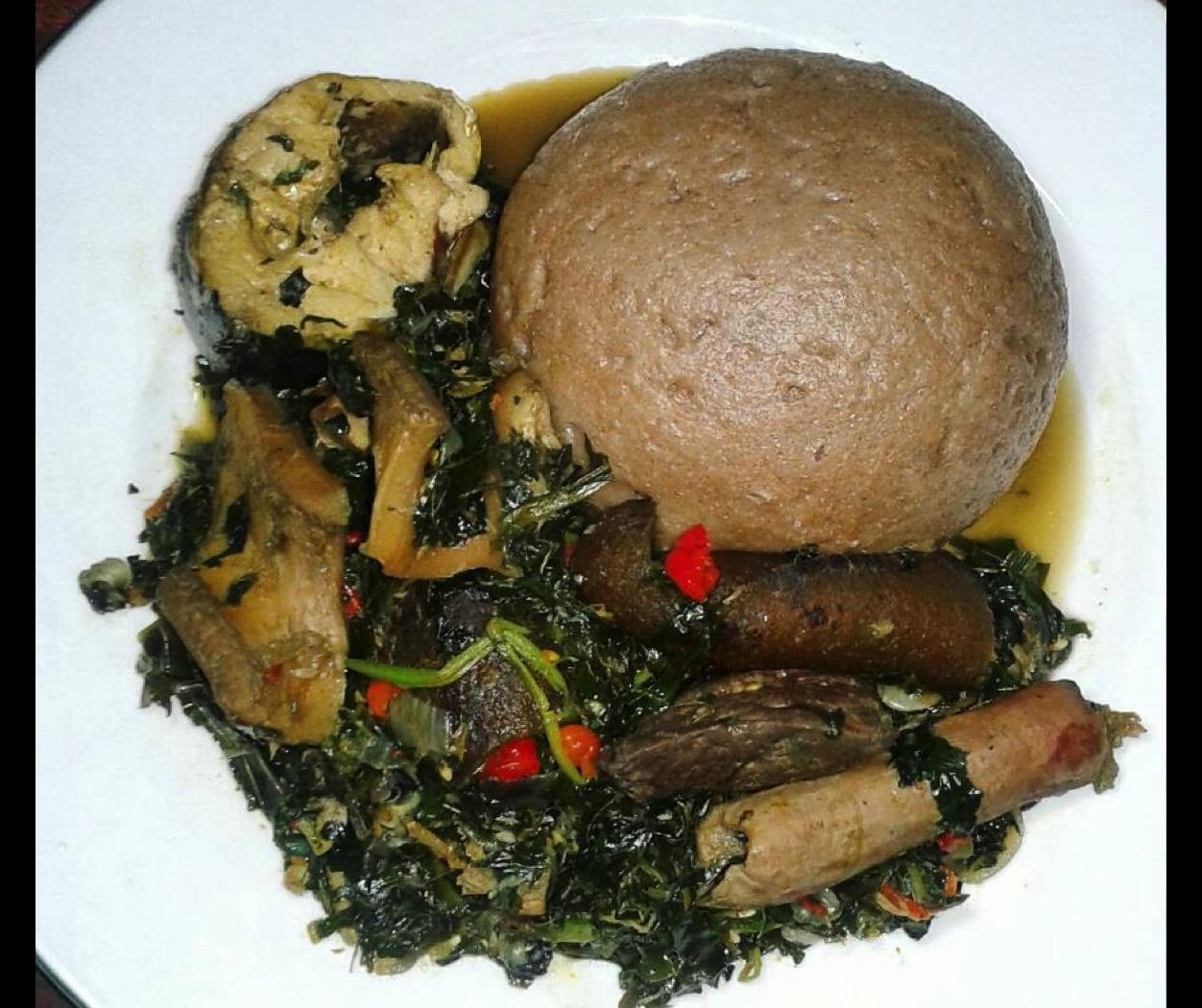 African Veggie Soup with Amala.