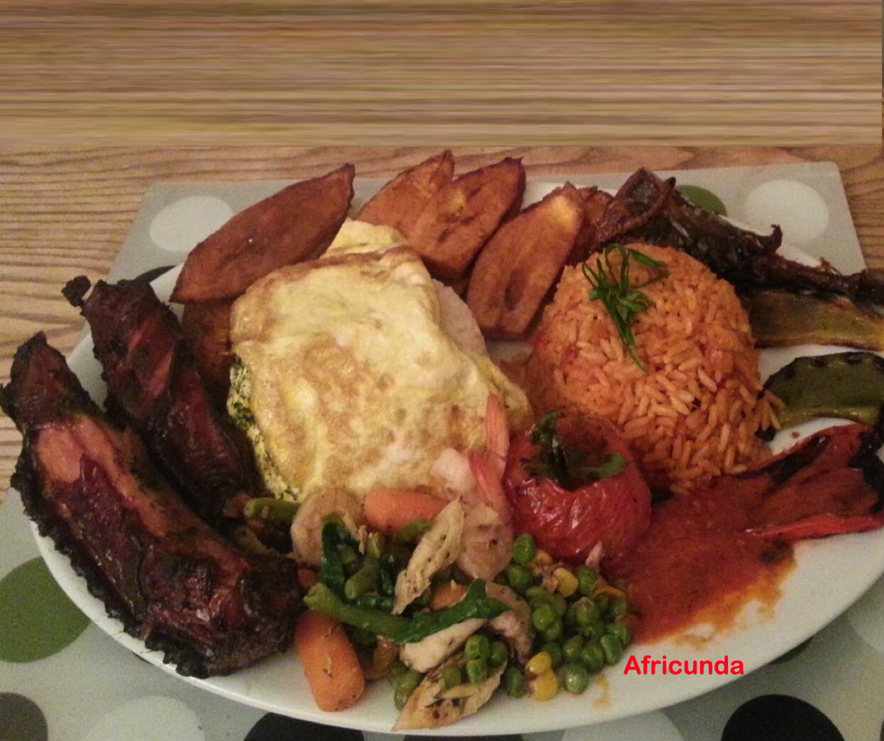 White or Jollof rice with a choice of Beef, Goatmeat, Fish, Chicken, Egg moi moi or Turkey.